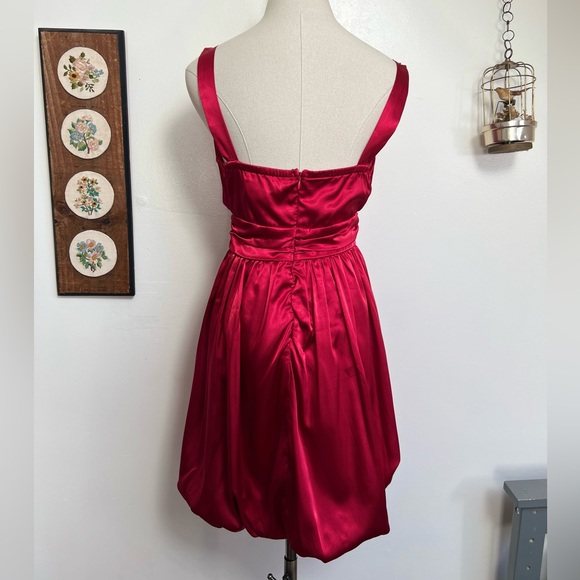 Vintage 90s Candies Red Satin Bubble Hem Party Dress - Picture 8 of 8